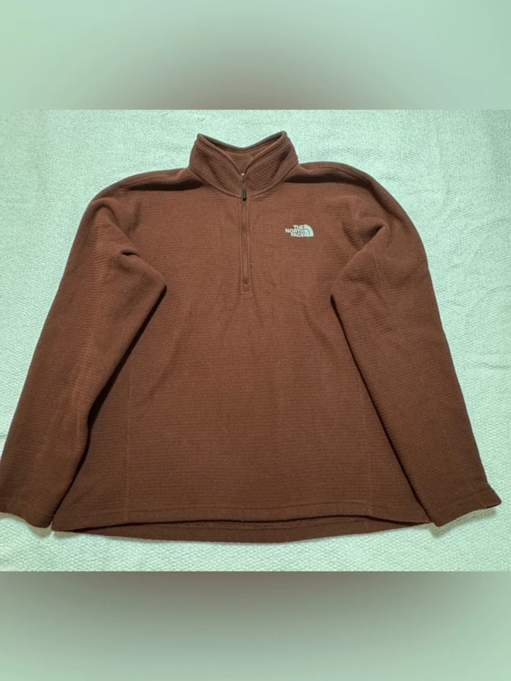 The North Face men XL quarter-zip fleece pullover textured waffle-knit fabric